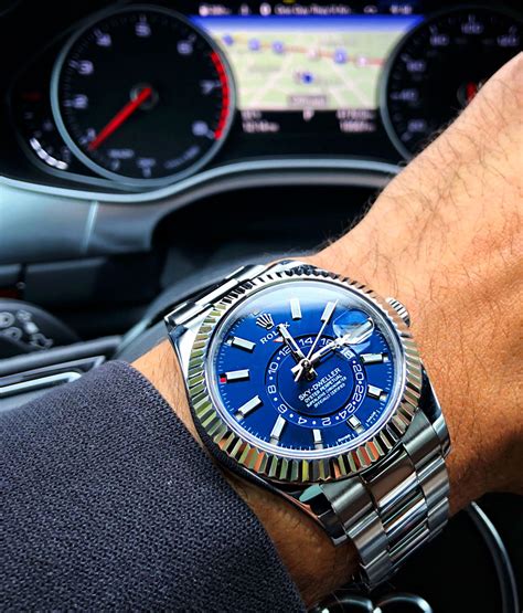 Rolex sky dweller on wrist